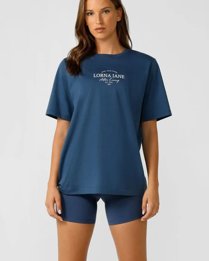 Women LORNA JANE Tops Feel Good Transdry Relaxed Tee Academy Blue