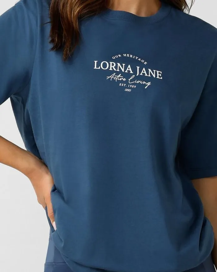 Women LORNA JANE Tops Feel Good Transdry Relaxed Tee Academy Blue