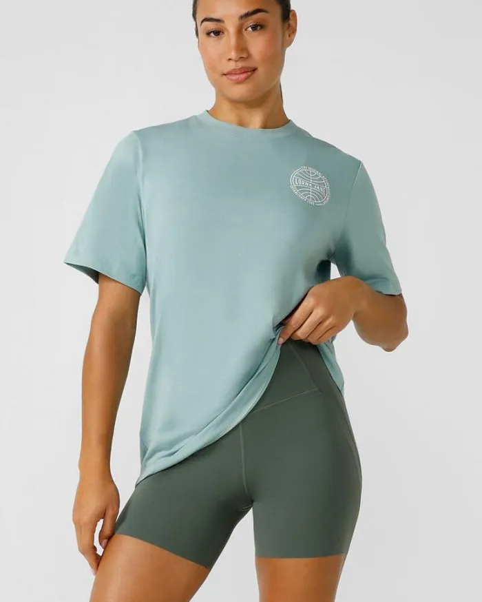Women LORNA JANE Tops Heads Up Relaxed Tee Sea Mist