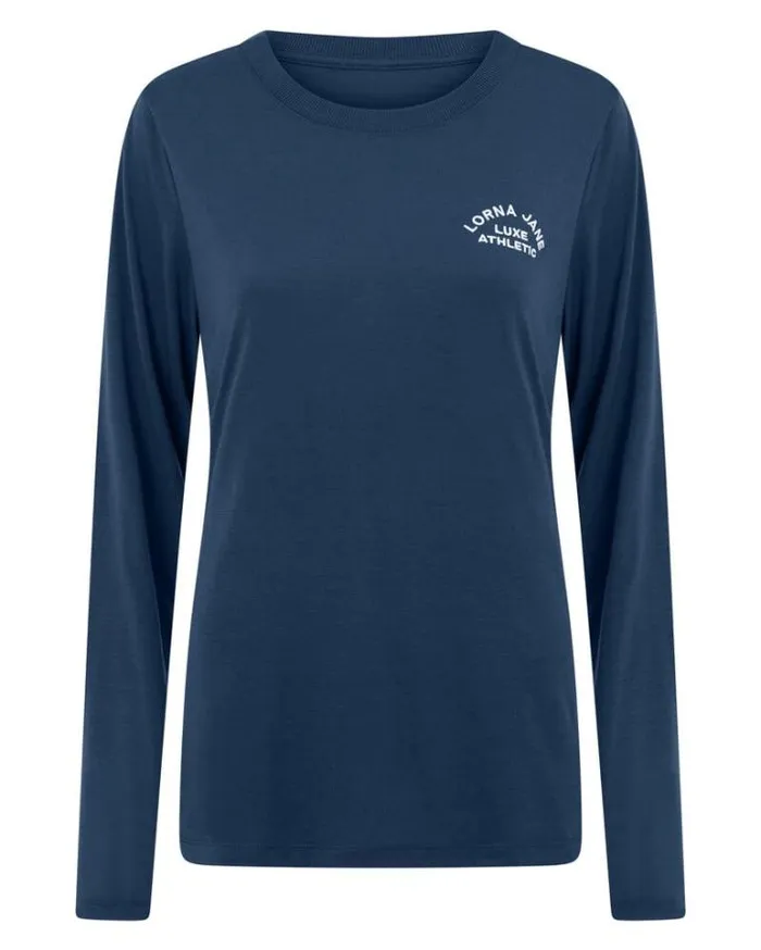 Women LORNA JANE Tops Lotus Long Sleeve Top Academy Blue