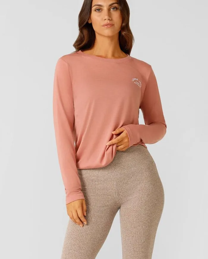 Women LORNA JANE Tops Lotus Long Sleeve Top Ash Rose