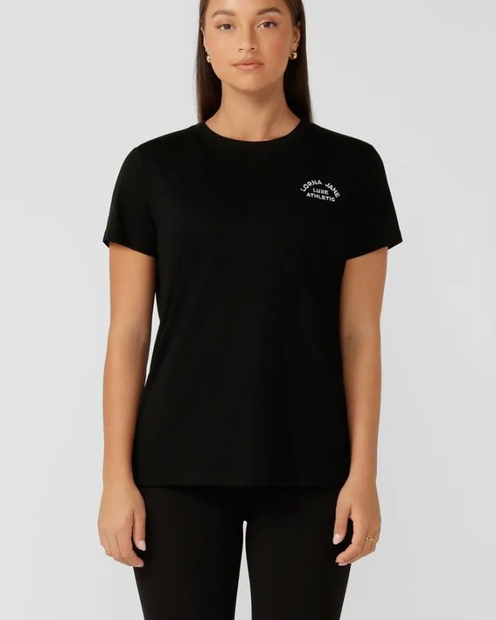 Women LORNA JANE Tops Lotus TShirt Black