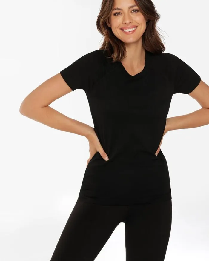 Women LORNA JANE Tops Perform Seamless Short Sleeve Top Black
