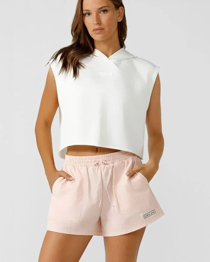 Women LORNA JANE Tops Pre Season Cropped Hoodie Porcelain