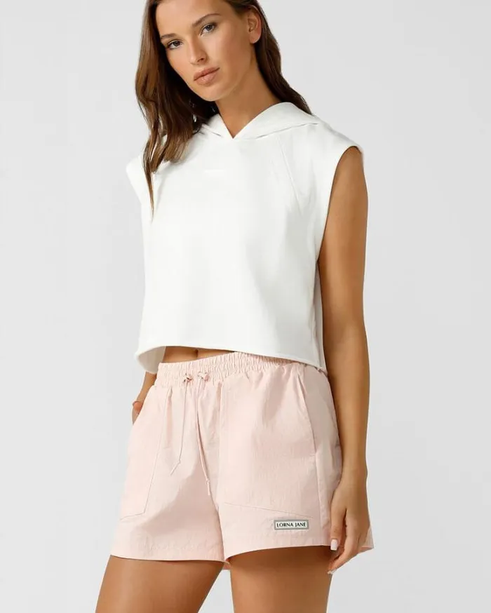 Women LORNA JANE Tops Pre Season Cropped Hoodie Porcelain