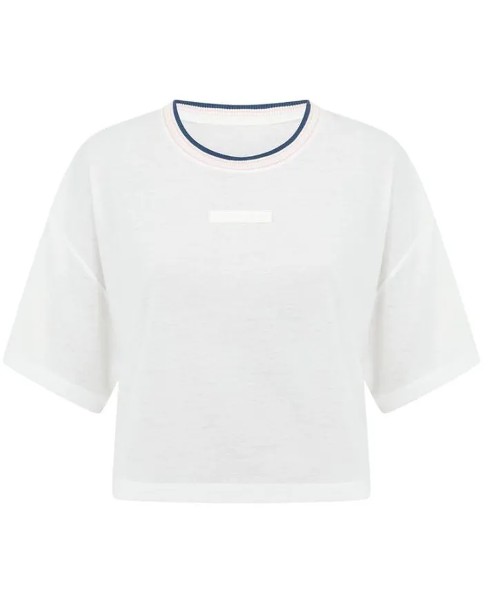 Women LORNA JANE Tops Retro Cropped Tee Porcelain