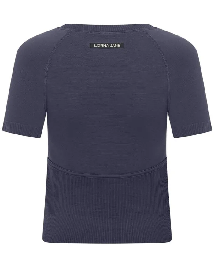 Women LORNA JANE Tops Seamless Contour Short Sleeve Top Ash Blue