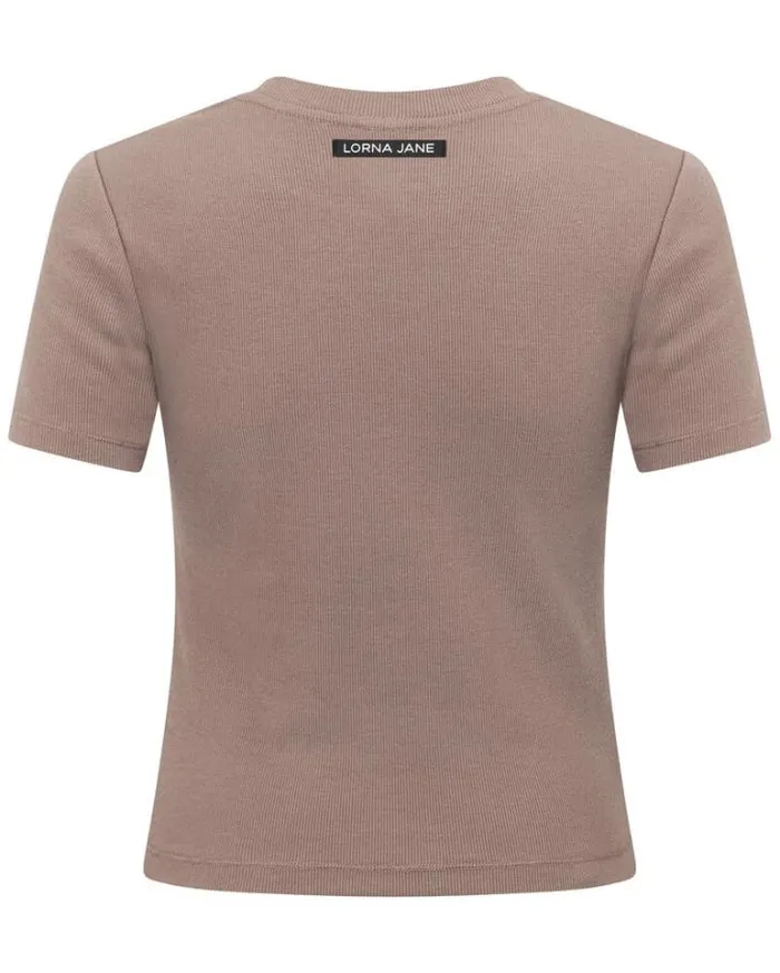 Women LORNA JANE Tops Weekender Rib Short Sleeve Top Bone