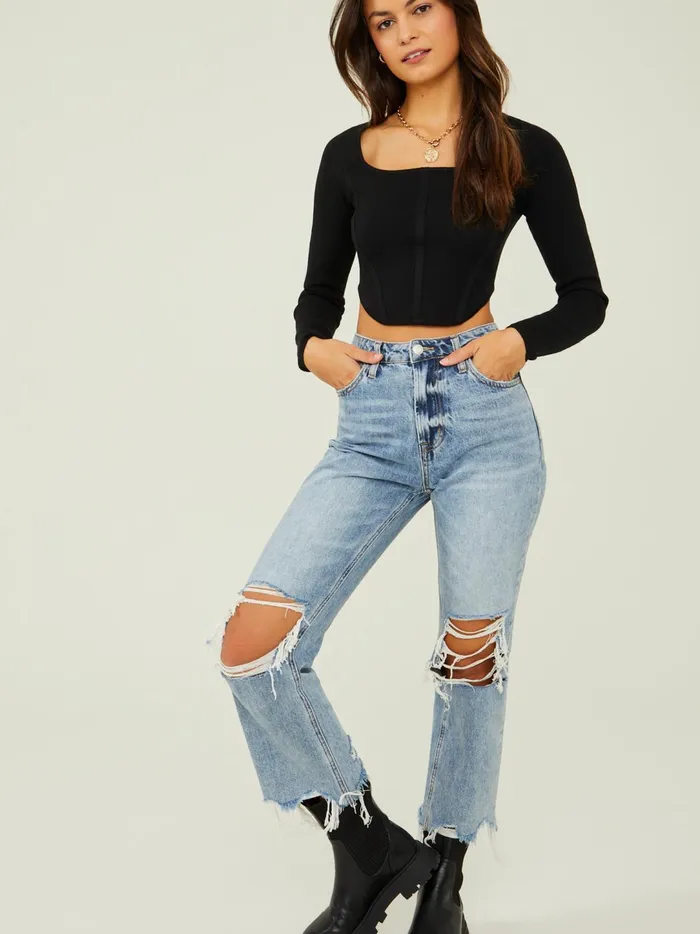 Women Lucia Cropped Corset Top Black Altar039d State Blouses