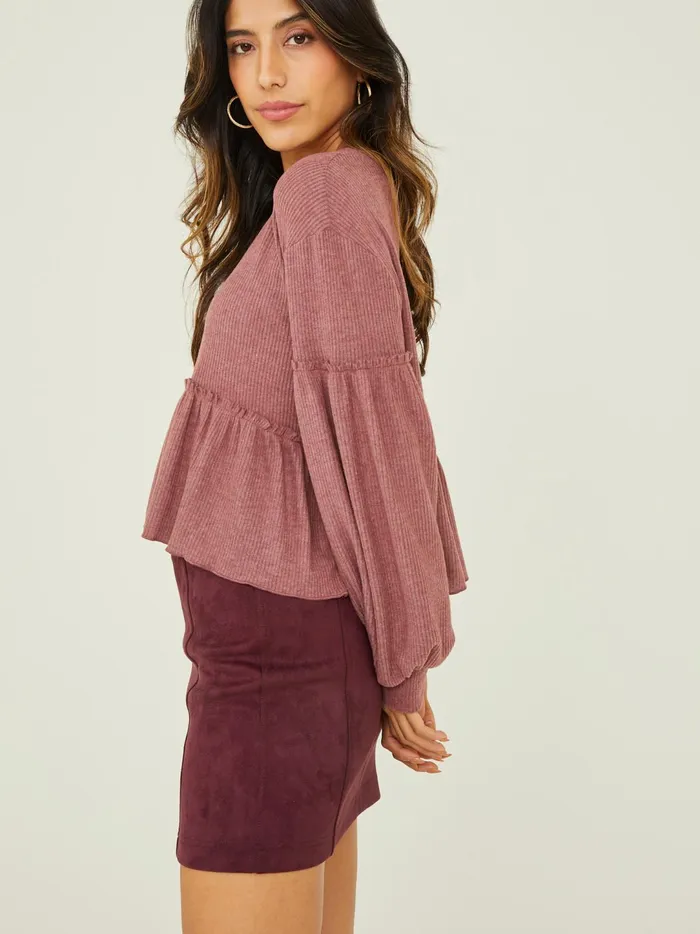 Women Mabel Ribbed Babydoll Top Marsala Altar039d State Blouses