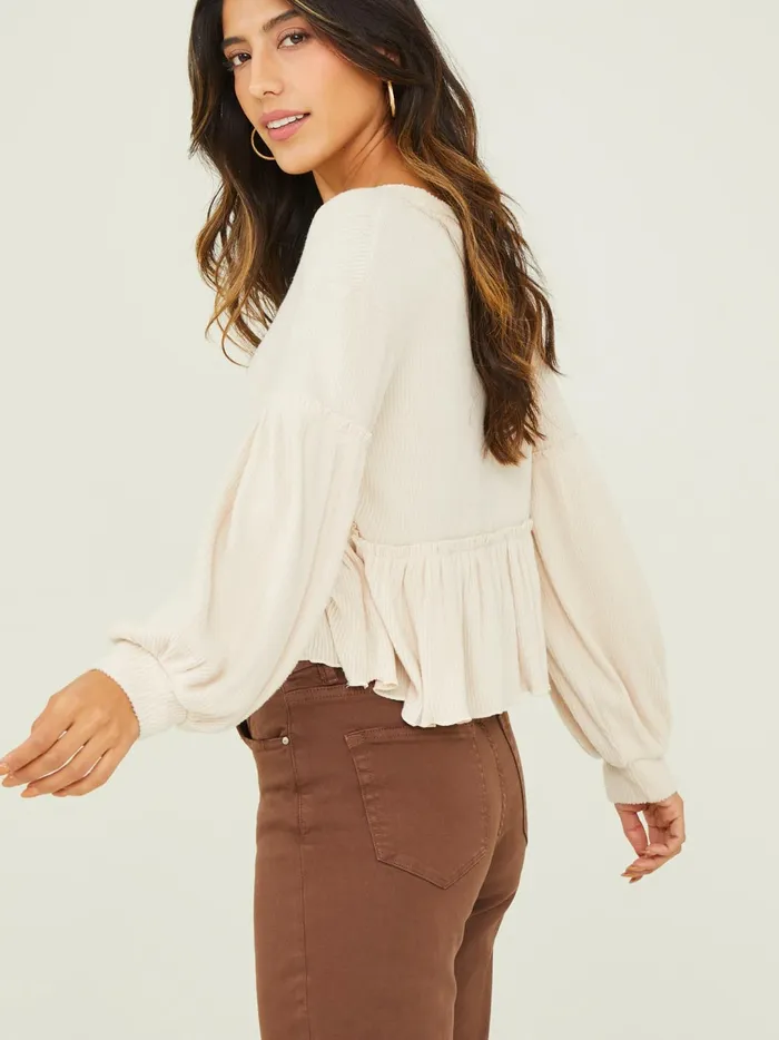 Women Mabel Ribbed Babydoll Top Seashell Altar039d State Blouses