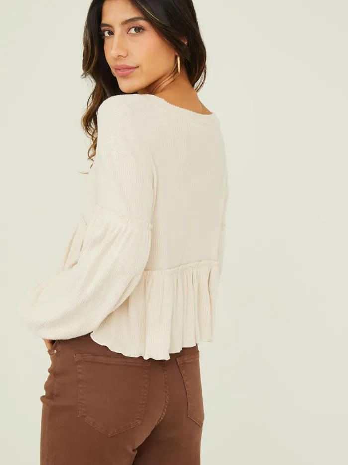 Women Mabel Ribbed Babydoll Top Seashell Altar039d State Blouses