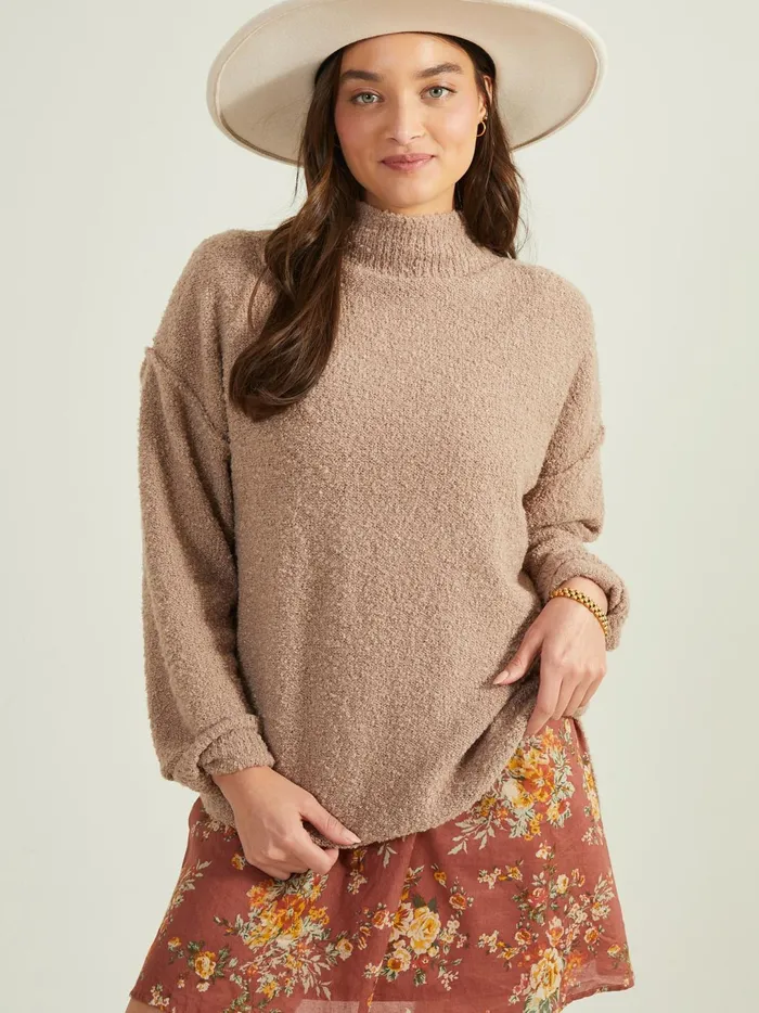 Women Mae Mock Neck Tunic Sweater Mocha Altar039d State Sweaters
