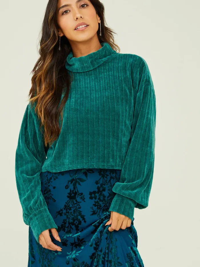 Women Margot Ribbed Turtleneck Top Hunter Altar039d State Blouses