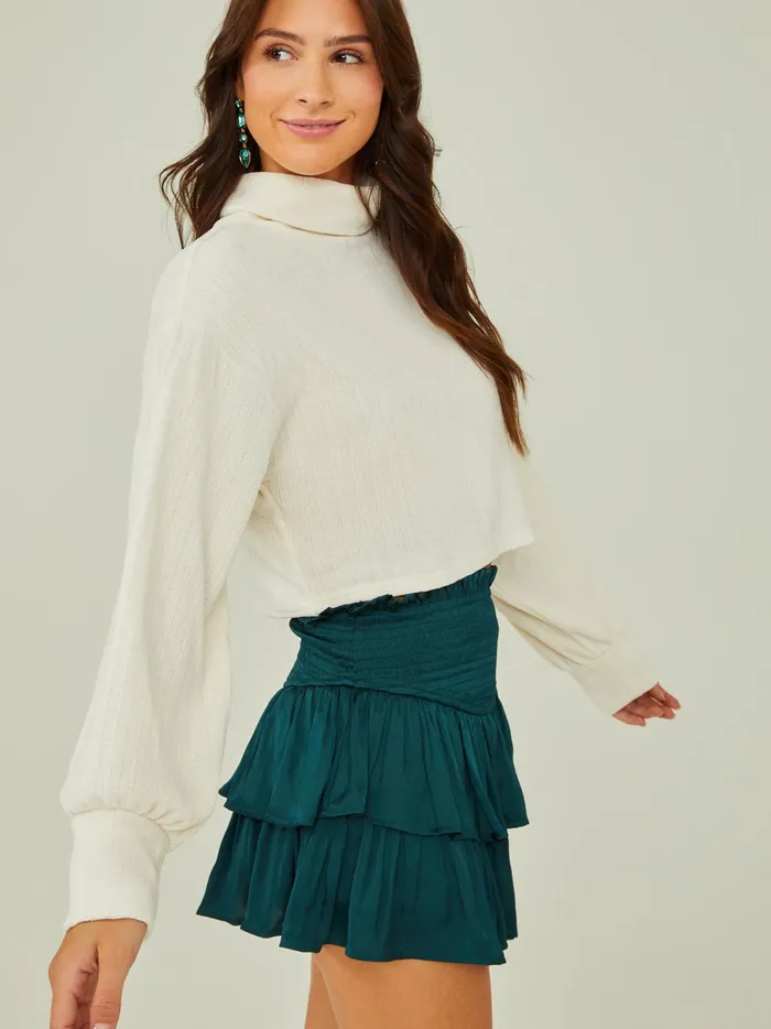 Women Margot Ribbed Turtleneck Top Ivory Altar039d State Blouses