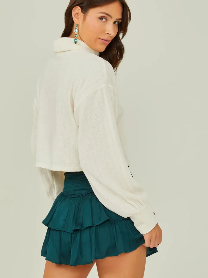 Women Margot Ribbed Turtleneck Top Ivory Altar039d State Blouses