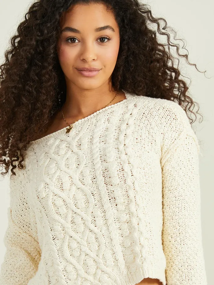 Women Marlowe Cropped Sweater Ivory Altar039d State Sweaters