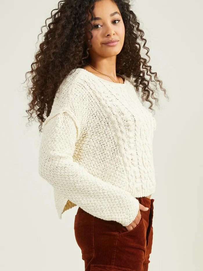 Women Marlowe Cropped Sweater Ivory Altar039d State Sweaters