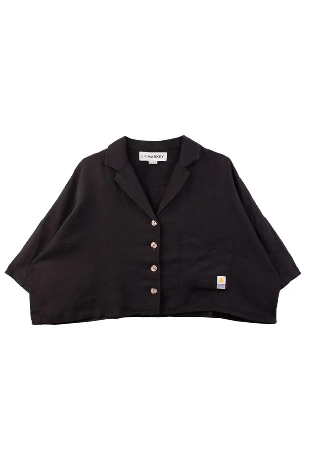 Women Maxim Linen Shirt Black LF Markey Tops