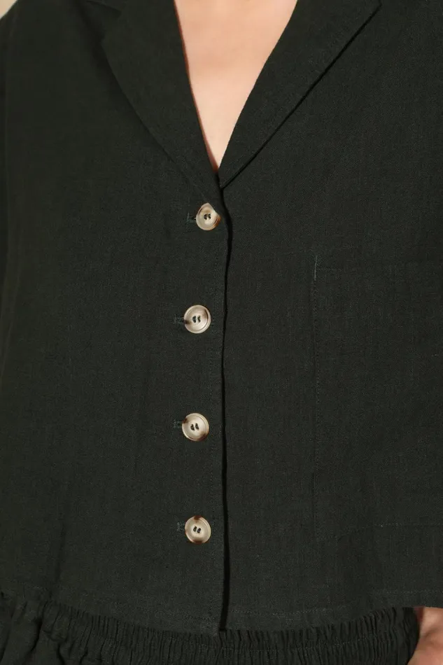 Women Maxim Linen Shirt Forest Green LF Markey Tops