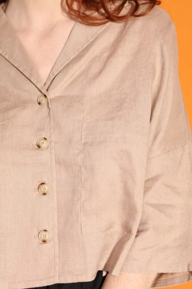 Women Maxim Linen Shirt Mushroom LF Markey Tops