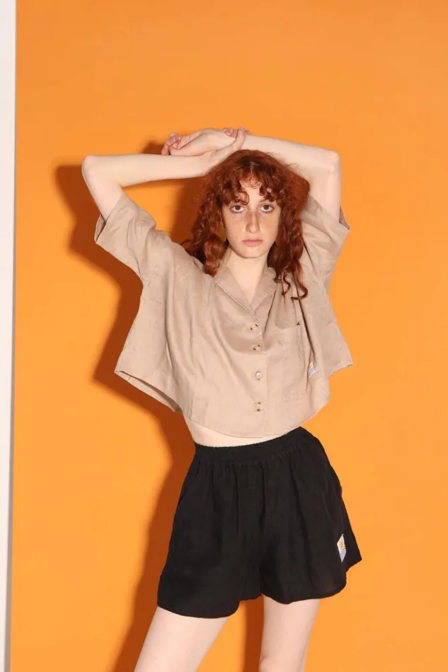 Women Maxim Linen Shirt Mushroom LF Markey Tops