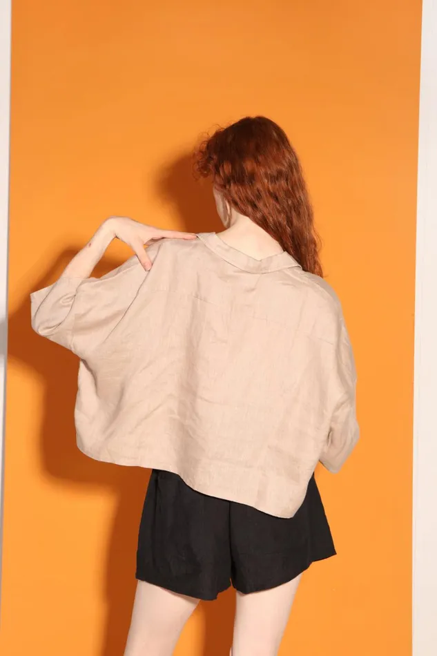 Women Maxim Linen Shirt Mushroom LF Markey Tops