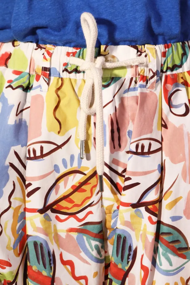 Women Mega Drawcord Slacks Painted Paisley LF Markey Trousers