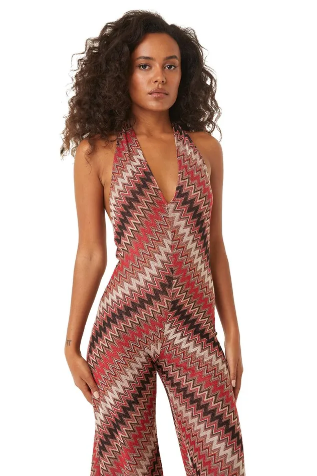 Women MISA Los Angeles Dresses ANYA JUMPSUIT Winter Chevron