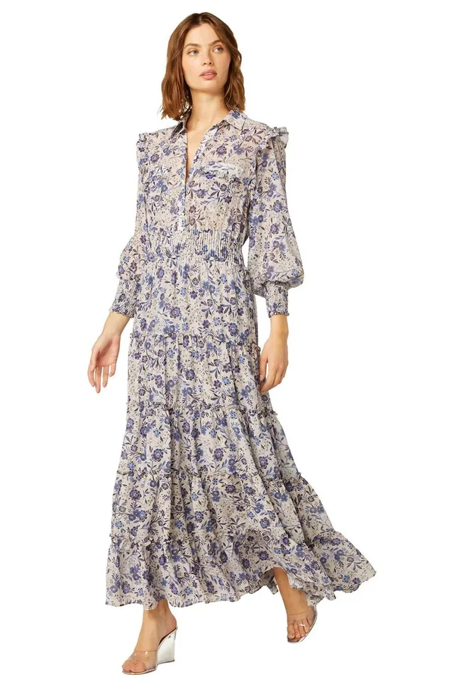 Women MISA Los Angeles Dresses AYDENIZ DRESS Cerulean Floral