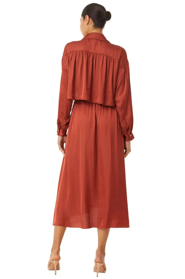 Women MISA Los Angeles Dresses BLAIR DRESS Burnt Orange Satin