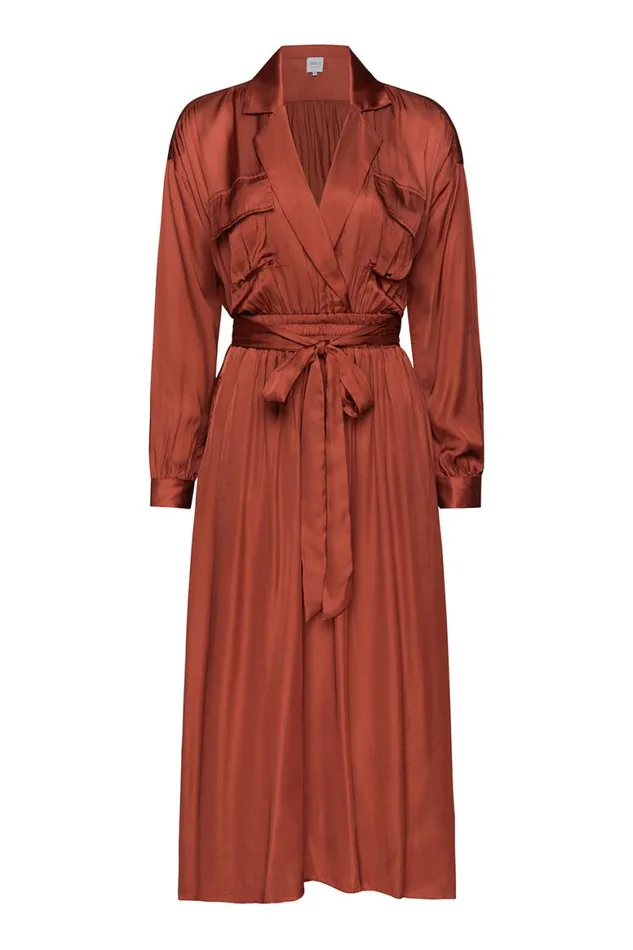 Women MISA Los Angeles Dresses BLAIR DRESS Burnt Orange Satin