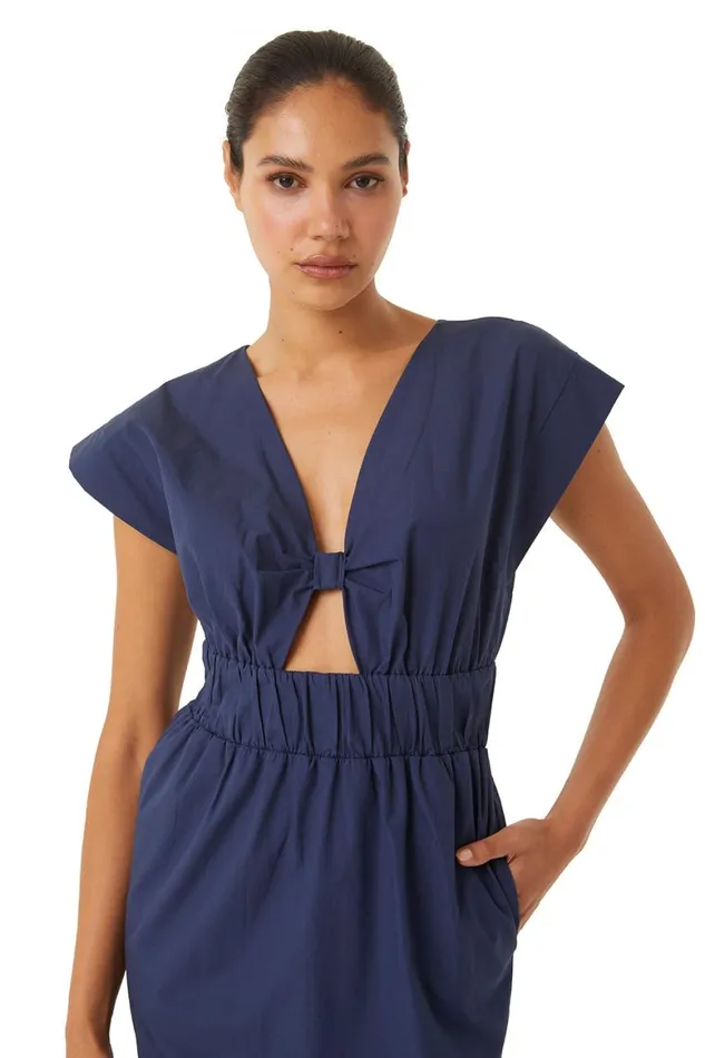 Women MISA Los Angeles Dresses CLAUDINE DRESS Midnight Blue Poplin