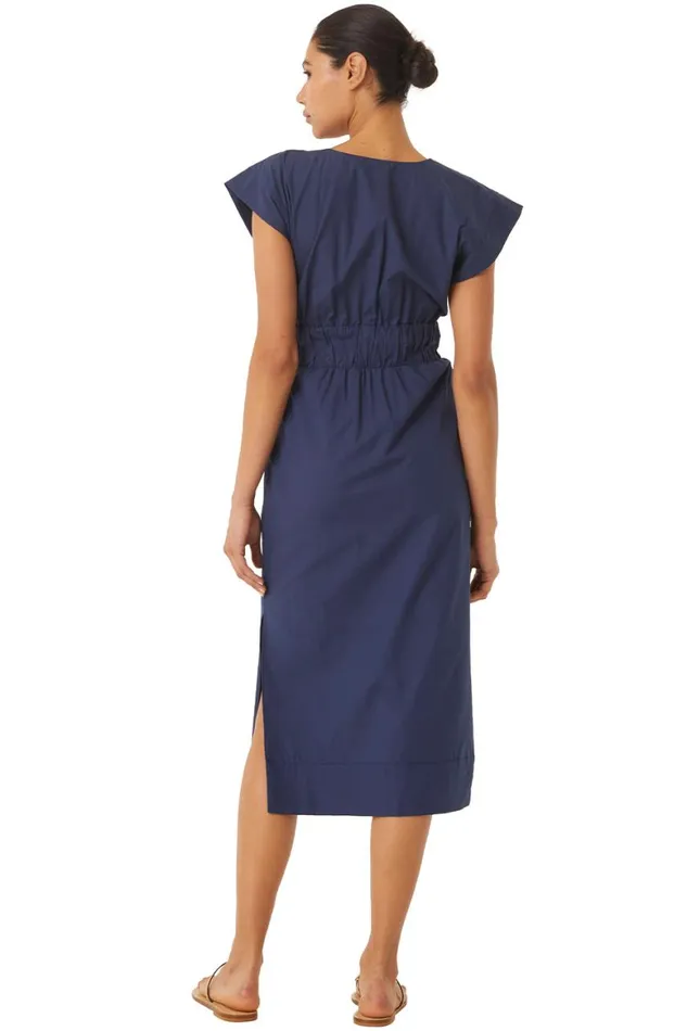 Women MISA Los Angeles Dresses CLAUDINE DRESS Midnight Blue Poplin