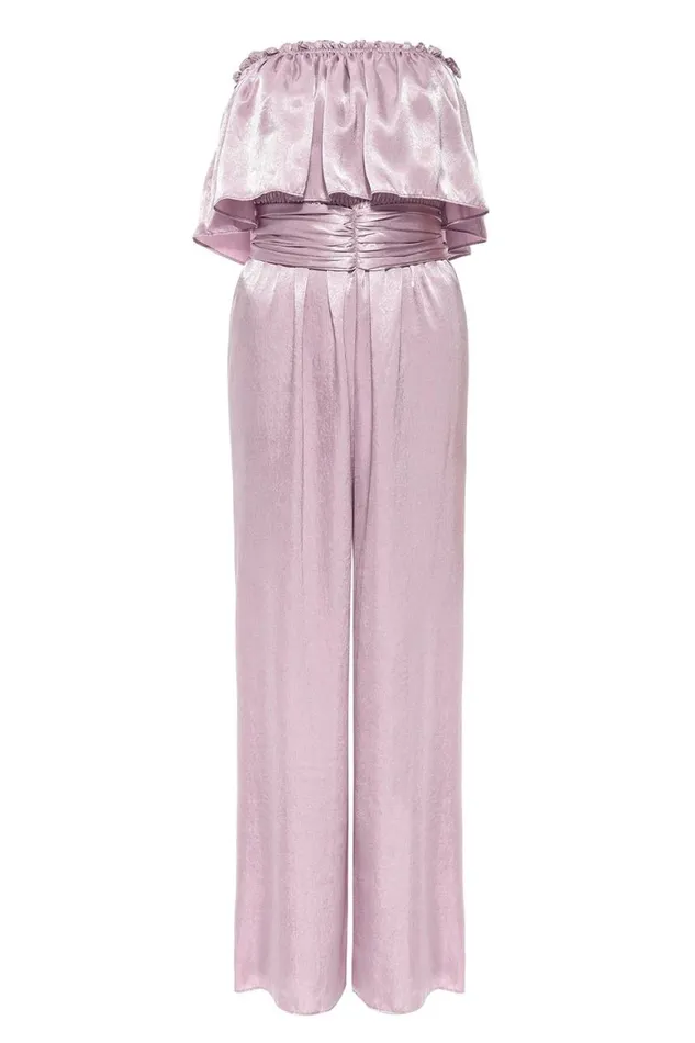 Women MISA Los Angeles Dresses DIANDRA JUMPSUIT Pink Satin