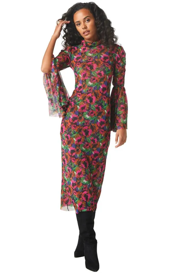 Women MISA Los Angeles Dresses ELEKTRA DRESS Jewel Tone Flora