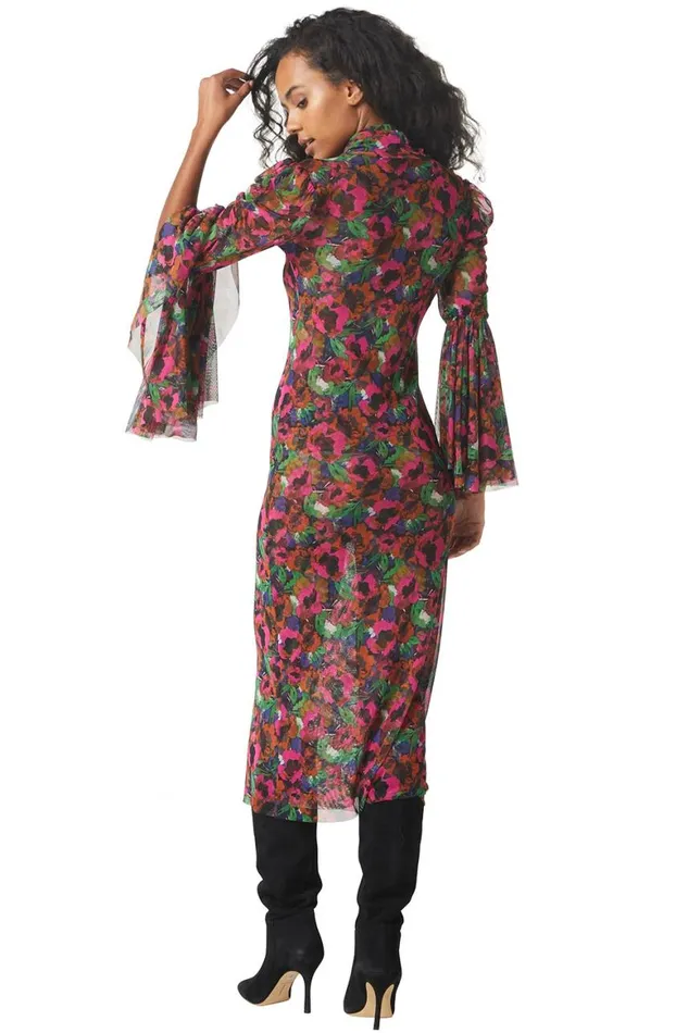 Women MISA Los Angeles Dresses ELEKTRA DRESS Jewel Tone Flora