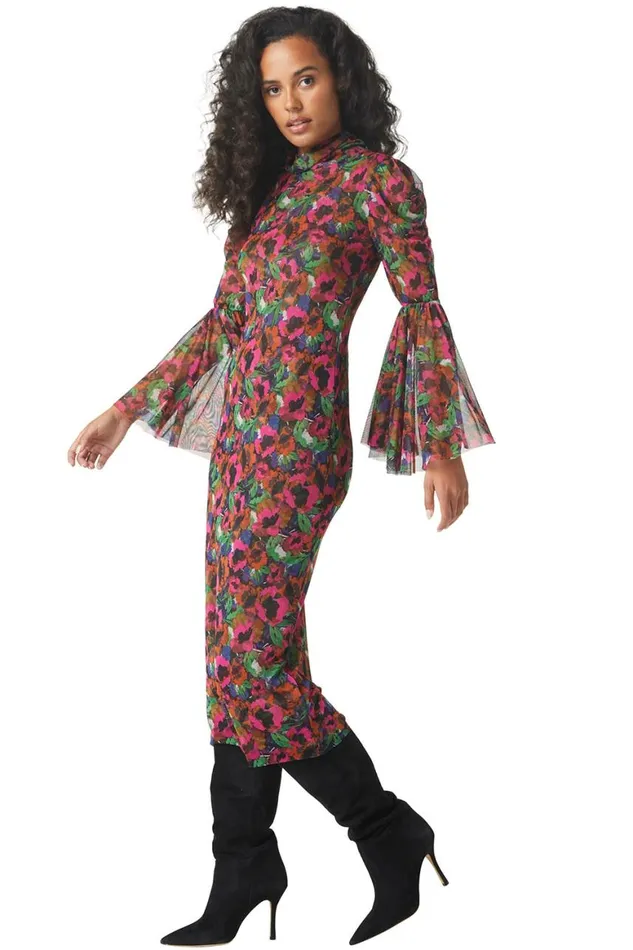 Women MISA Los Angeles Dresses ELEKTRA DRESS Jewel Tone Flora