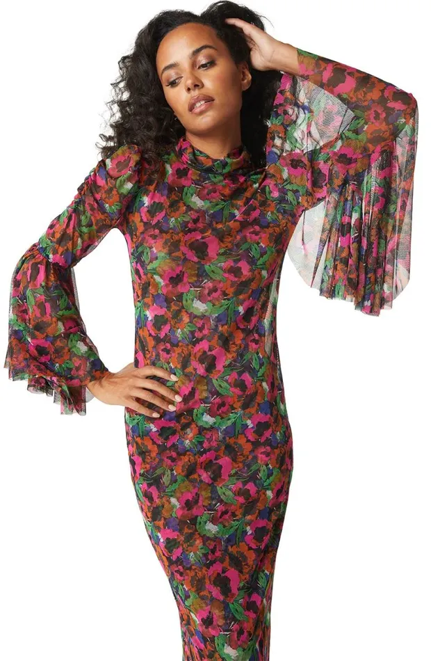 Women MISA Los Angeles Dresses ELEKTRA DRESS Jewel Tone Flora