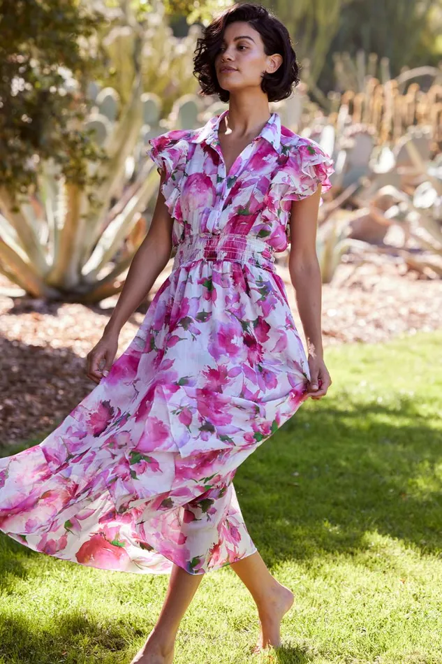 Women MISA Los Angeles Dresses FLORENCIA DRESS Garden Fuchsia