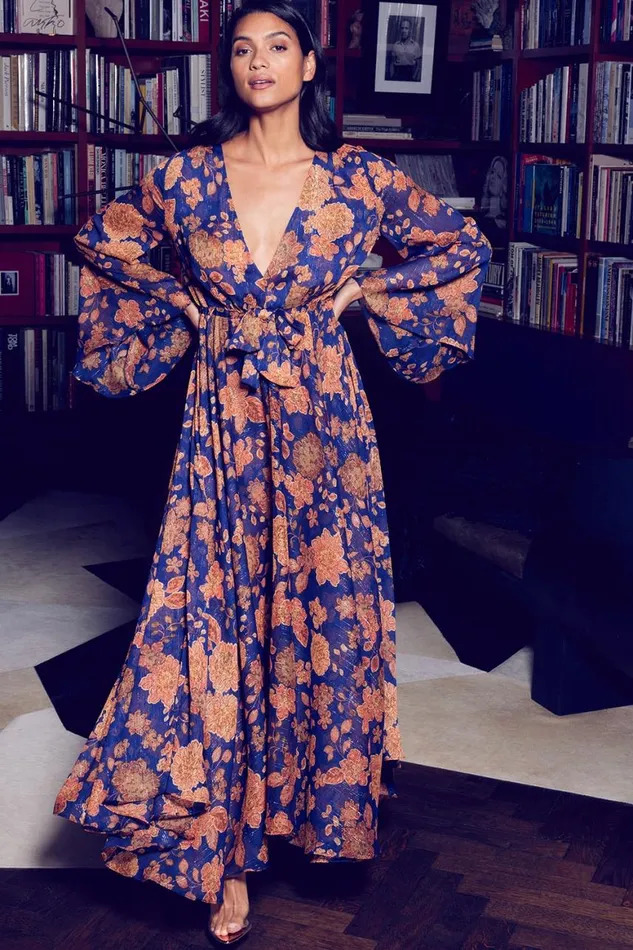 Women MISA Los Angeles Dresses GIA DRESS Blue Marigold
