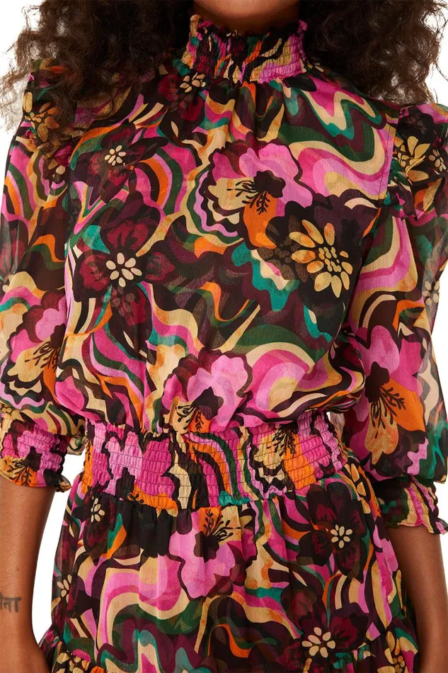 Women MISA Los Angeles Dresses GIANNA DRESS Flora Groove Chiffon