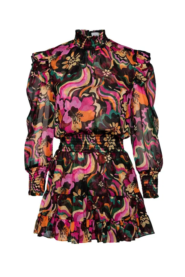Women MISA Los Angeles Dresses GIANNA DRESS Flora Groove Chiffon