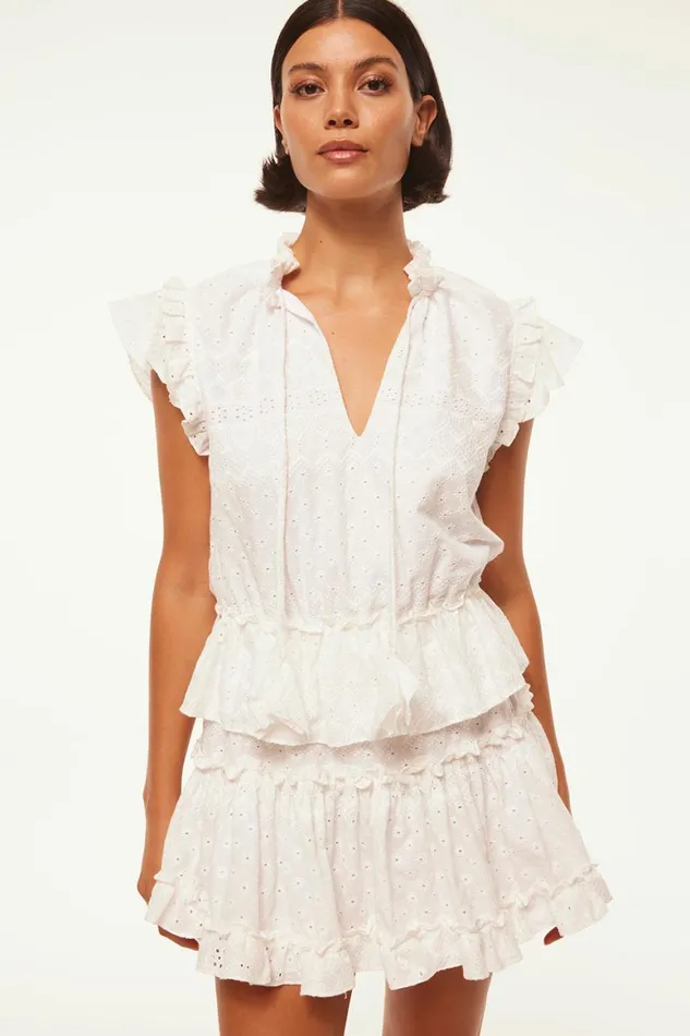 Women MISA Los Angeles Dresses ILIANA DRESS White Eyelet