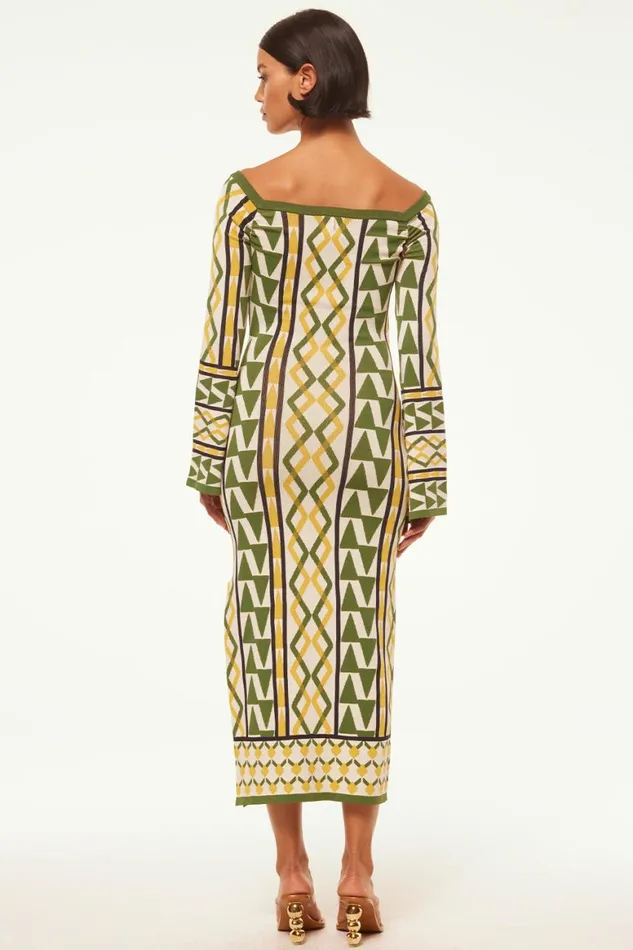 Women MISA Los Angeles Dresses JAQUETTA DRESS Limoncello Geo Jacquard