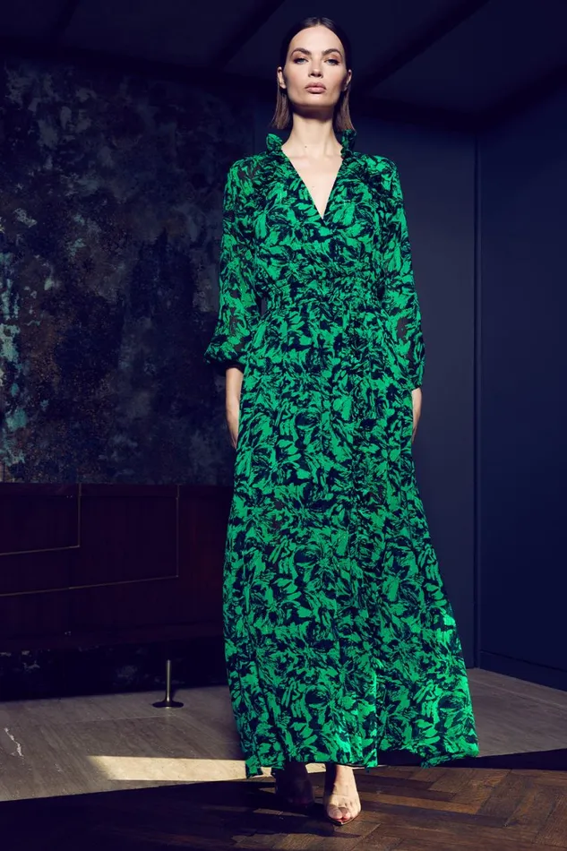 Women MISA Los Angeles Dresses JOCASTA DRESS Emerald Abstract