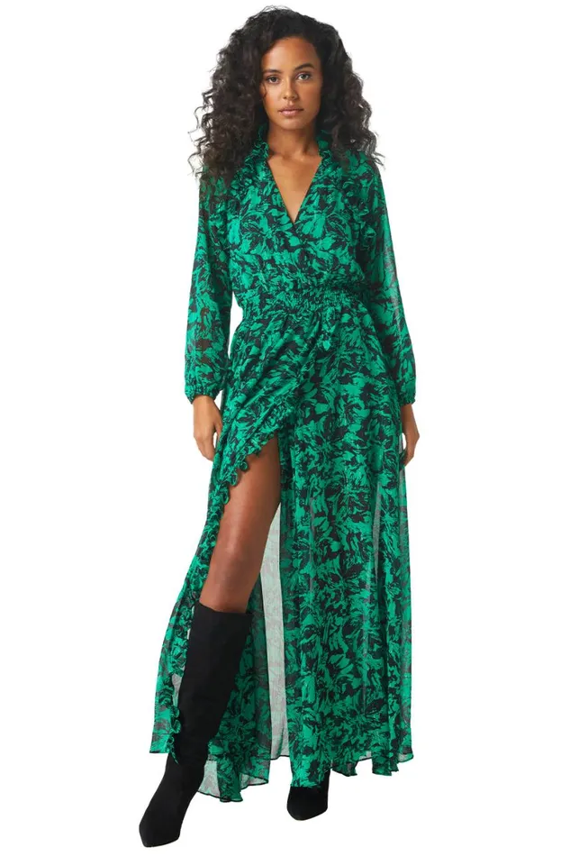 Women MISA Los Angeles Dresses JOCASTA DRESS Emerald Abstract