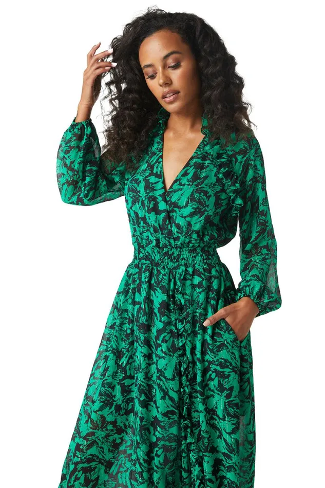 Women MISA Los Angeles Dresses JOCASTA DRESS Emerald Abstract