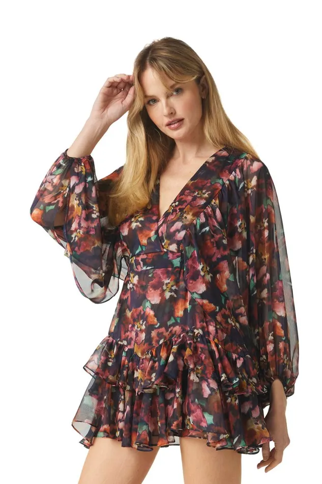 Women MISA Los Angeles Dresses JOLENE DRESS Libra Fleur Chiffon