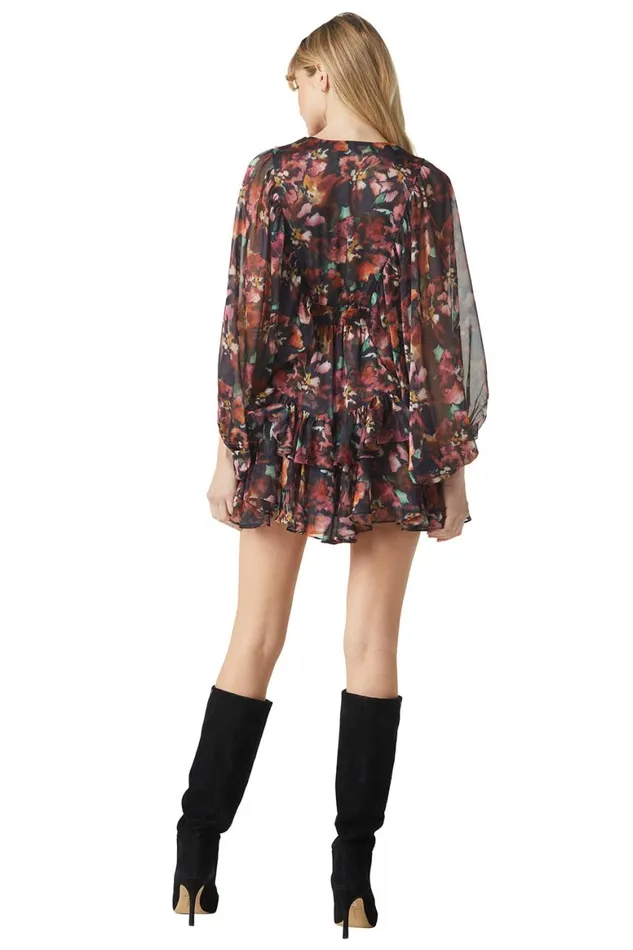 Women MISA Los Angeles Dresses JOLENE DRESS Libra Fleur Chiffon